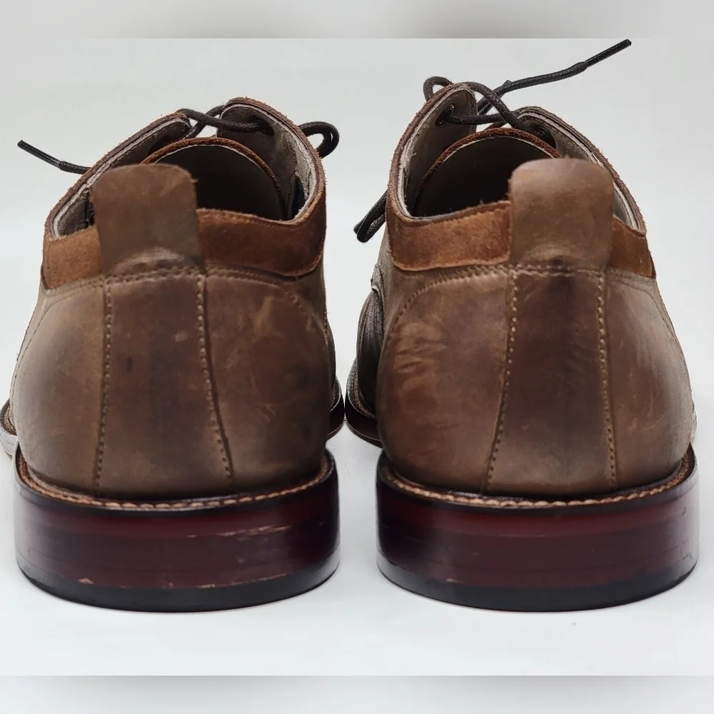 Aston Grey Dwilia Oxford Brown Leather Dress Shoes Men's Size 12 Pre-owned